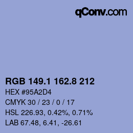 Color code: RGB 149.1 162.8 212 | qconv.com