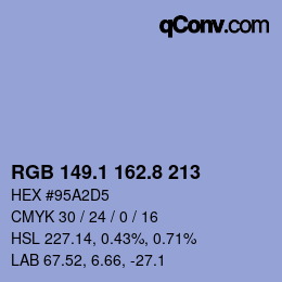 カラーコード: RGB 149.1 162.8 213 | qconv.com