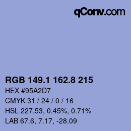Color code: RGB 149.1 162.8 215 | qconv.com