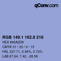 Farbcode: RGB 149.1 162.8 216 | qconv.com