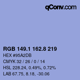 カラーコード: RGB 149.1 162.8 219 | qconv.com