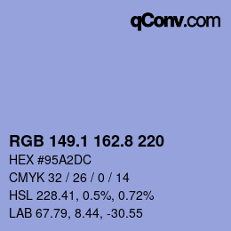 Color code: RGB 149.1 162.8 220 | qconv.com