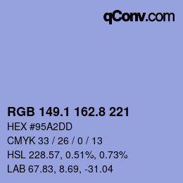 Código de color: RGB 149.1 162.8 221 | qconv.com