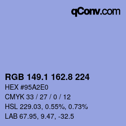 カラーコード: RGB 149.1 162.8 224 | qconv.com