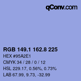 Color code: RGB 149.1 162.8 225 | qconv.com