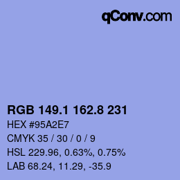 Code couleur: RGB 149.1 162.8 231 | qconv.com