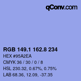 Color code: RGB 149.1 162.8 234 | qconv.com