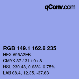 Code couleur: RGB 149.1 162.8 235 | qconv.com