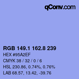 Color code: RGB 149.1 162.8 239 | qconv.com