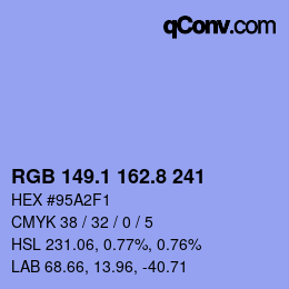 カラーコード: RGB 149.1 162.8 241 | qconv.com