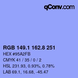 カラーコード: RGB 149.1 162.8 251 | qconv.com