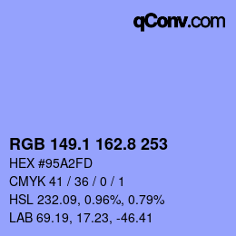 カラーコード: RGB 149.1 162.8 253 | qconv.com