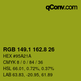 カラーコード: RGB 149.1 162.8 26 | qconv.com