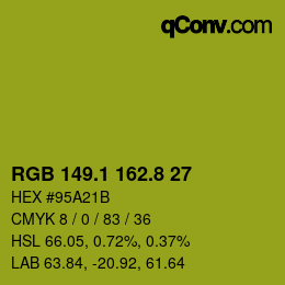 カラーコード: RGB 149.1 162.8 27 | qconv.com