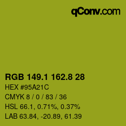 カラーコード: RGB 149.1 162.8 28 | qconv.com