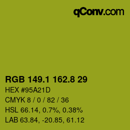 カラーコード: RGB 149.1 162.8 29 | qconv.com