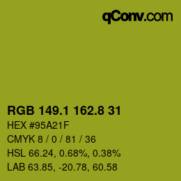 カラーコード: RGB 149.1 162.8 31 | qconv.com