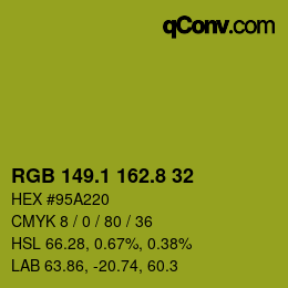 カラーコード: RGB 149.1 162.8 32 | qconv.com