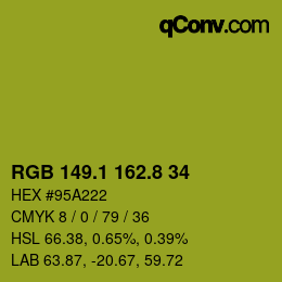 カラーコード: RGB 149.1 162.8 34 | qconv.com