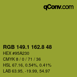 カラーコード: RGB 149.1 162.8 48 | qconv.com