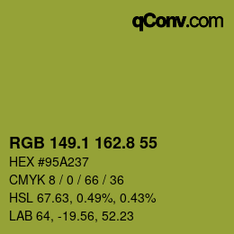 カラーコード: RGB 149.1 162.8 55 | qconv.com