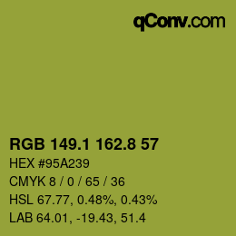 カラーコード: RGB 149.1 162.8 57 | qconv.com