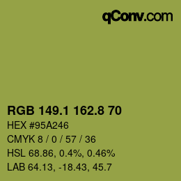 カラーコード: RGB 149.1 162.8 70 | qconv.com