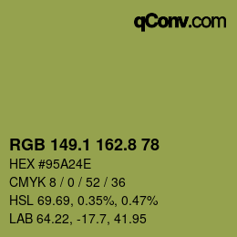 カラーコード: RGB 149.1 162.8 78 | qconv.com
