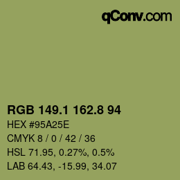 Color code: RGB 149.1 162.8 94 | qconv.com