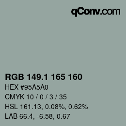 Color code: RGB 149.1 165 160 | qconv.com