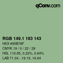 カラーコード: RGB 149.1 183 143 | qconv.com