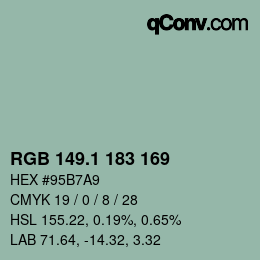 カラーコード: RGB 149.1 183 169 | qconv.com