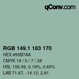 カラーコード: RGB 149.1 183 170 | qconv.com