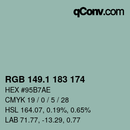 Color code: RGB 149.1 183 174 | qconv.com