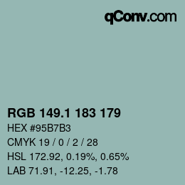 Color code: RGB 149.1 183 179 | qconv.com
