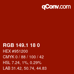 カラーコード: RGB 149.1 18 0 | qconv.com