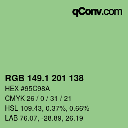 カラーコード: RGB 149.1 201 138 | qconv.com