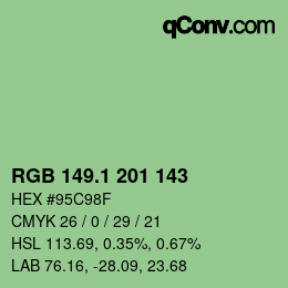 カラーコード: RGB 149.1 201 143 | qconv.com