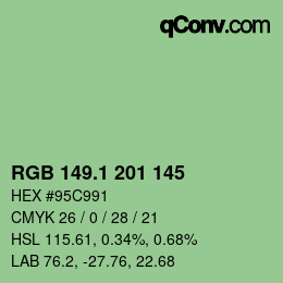 カラーコード: RGB 149.1 201 145 | qconv.com