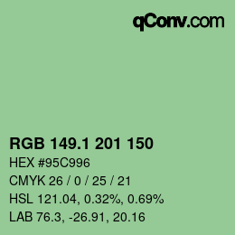 カラーコード: RGB 149.1 201 150 | qconv.com