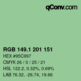 カラーコード: RGB 149.1 201 151 | qconv.com