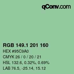 カラーコード: RGB 149.1 201 160 | qconv.com