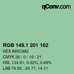 カラーコード: RGB 149.1 201 162 | qconv.com