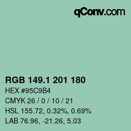 カラーコード: RGB 149.1 201 180 | qconv.com