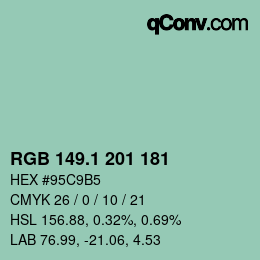 カラーコード: RGB 149.1 201 181 | qconv.com