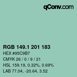 Color code: RGB 149.1 201 183 | qconv.com