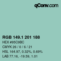 Color code: RGB 149.1 201 188 | qconv.com