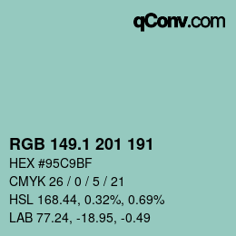 カラーコード: RGB 149.1 201 191 | qconv.com