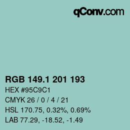 Color code: RGB 149.1 201 193 | qconv.com