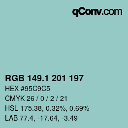 Color code: RGB 149.1 201 197 | qconv.com